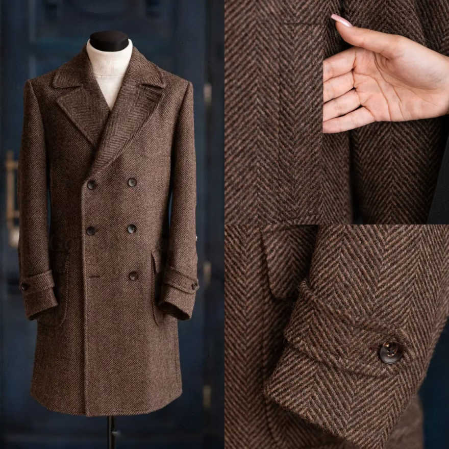 Moderne Heren Herringbone Over - Men Formal Wear Modern recensie en prijs